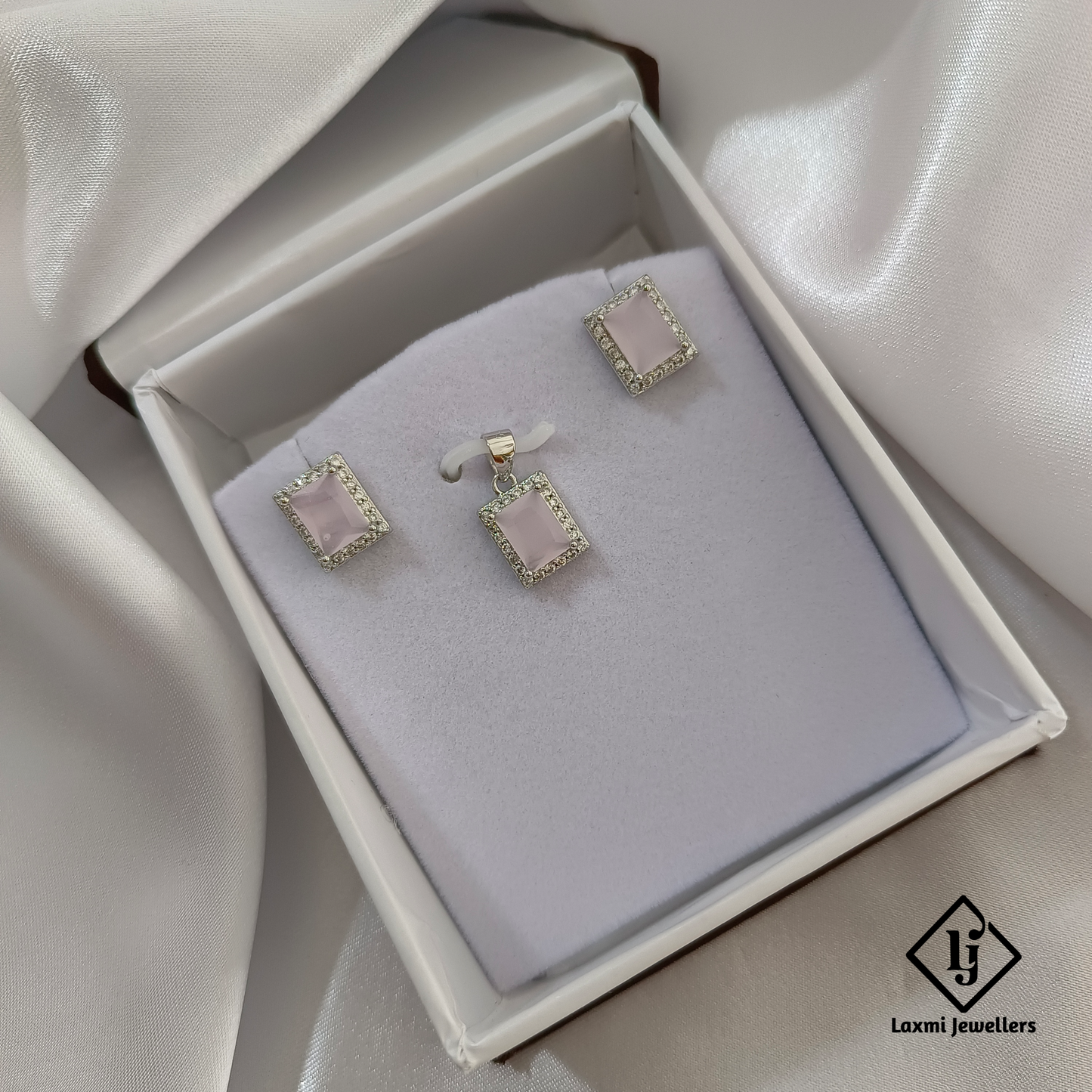 925 Sterling Silver Rectangular Pendant & Earrings Set – Elegant Jewelry for Women