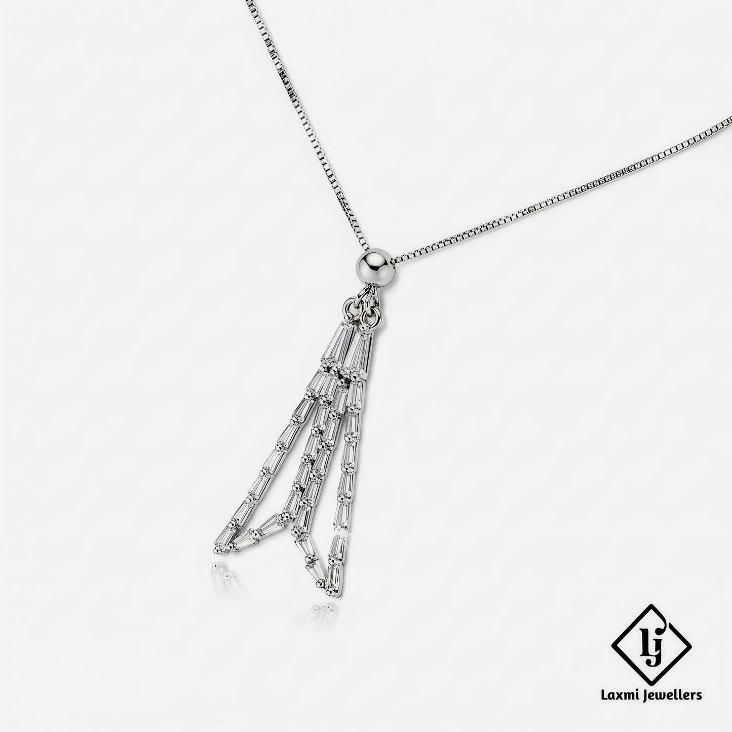 Designer Silver Crystal Pendant Necklace for Women | Stylish Party Wear Jewellery