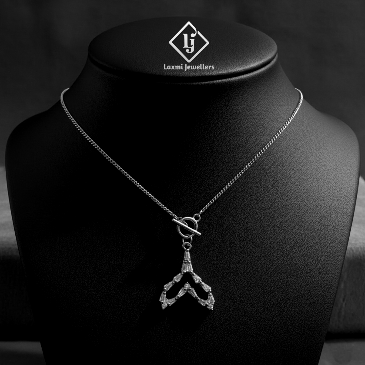 925 Sterling Silver Geometric Diamond Pendant Necklace for Women | CZ Stone Stylish Daily Wear Necklace