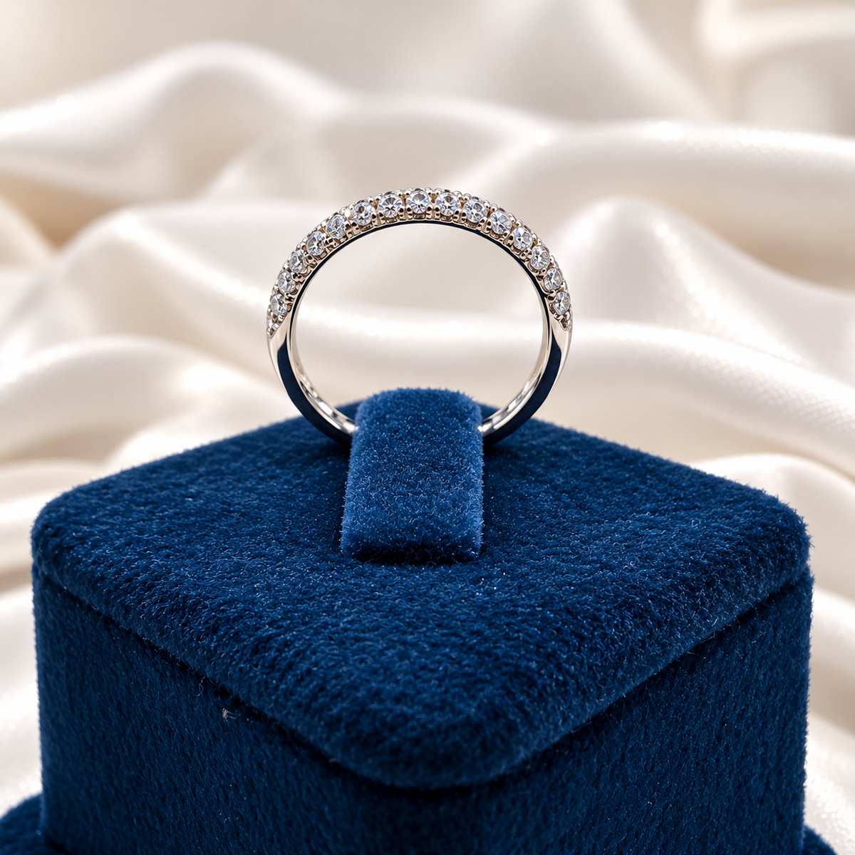 915 Sterling Silver Elegant Full Pave CZ Stone Band Ring for Women | Premium Silver-Tone Ladies Ring – Laxmi Jewellers