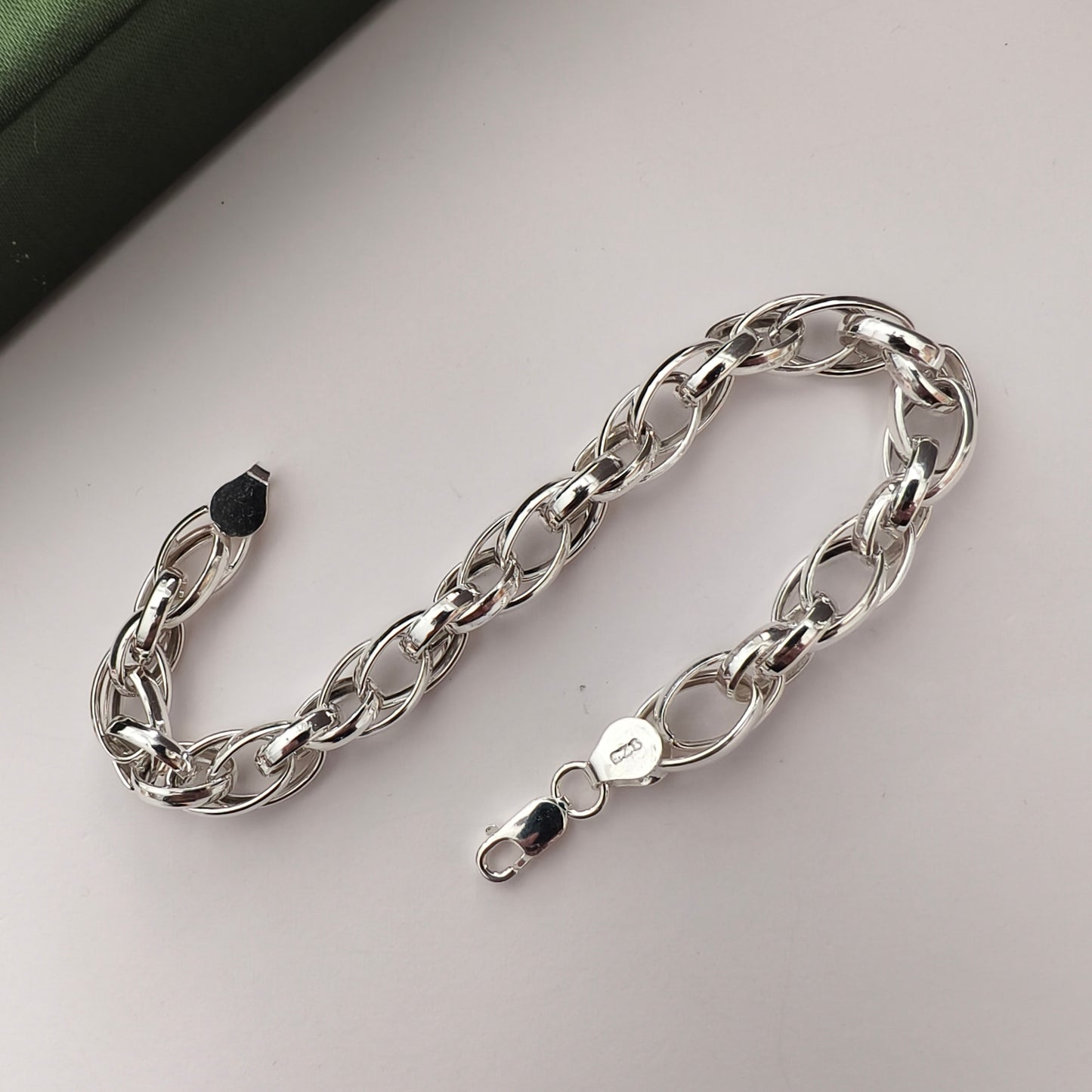 925 Sterling Silver Oval Link Bracelet for Men | Heavy Chain Stylish Gents Bracelet