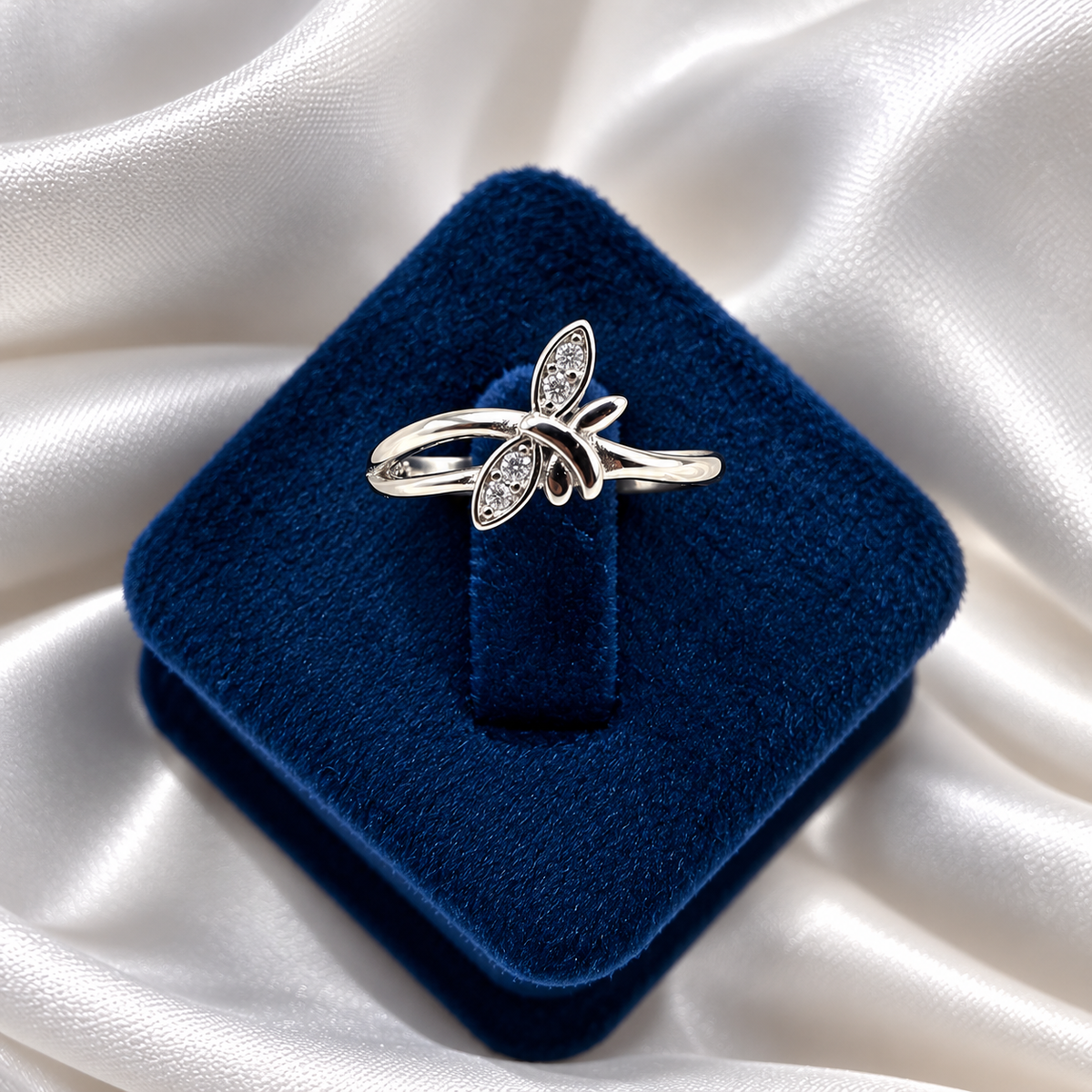 925 Sterling Silver Elegant Butterfly Design Ladies Ring with Sparkling Stones | Stylish Silver Ring for Women – Laxmi Jewellers