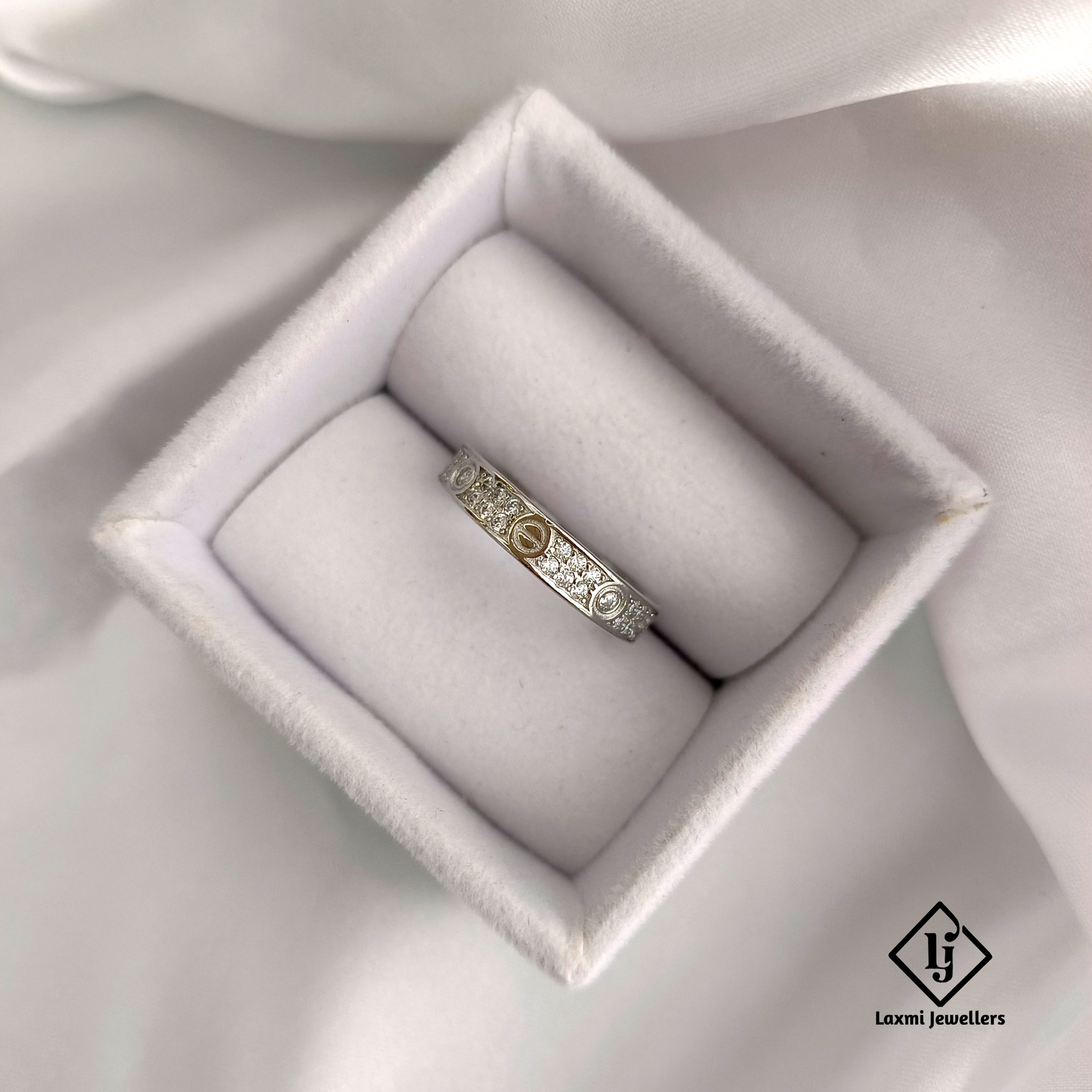 925 Sterling Silver CZ Eternity Ring with Designer Engraved Band for men