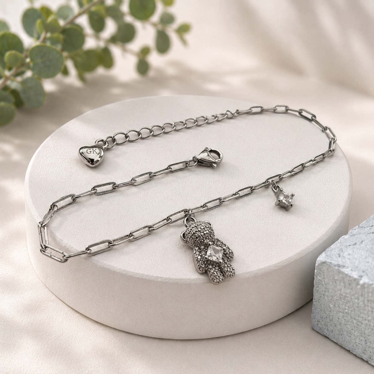 925 Sterling Silver Teddy Charm Bracelet for Women | Cute Designer Ladies Bracelet