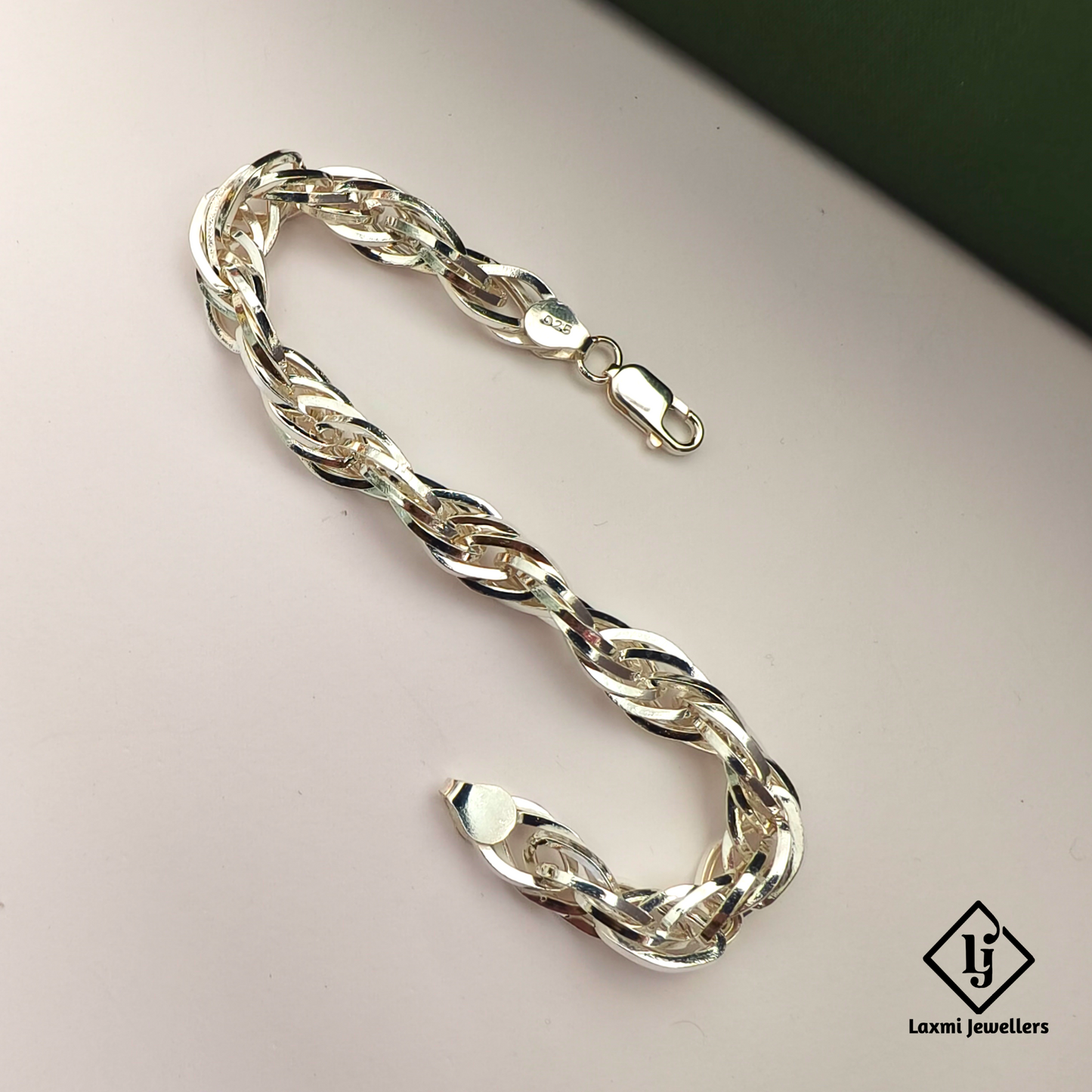 925 Sterling Silver Twisted Chain Bracelet for Men | Rope Style Designer Gents Bracelet