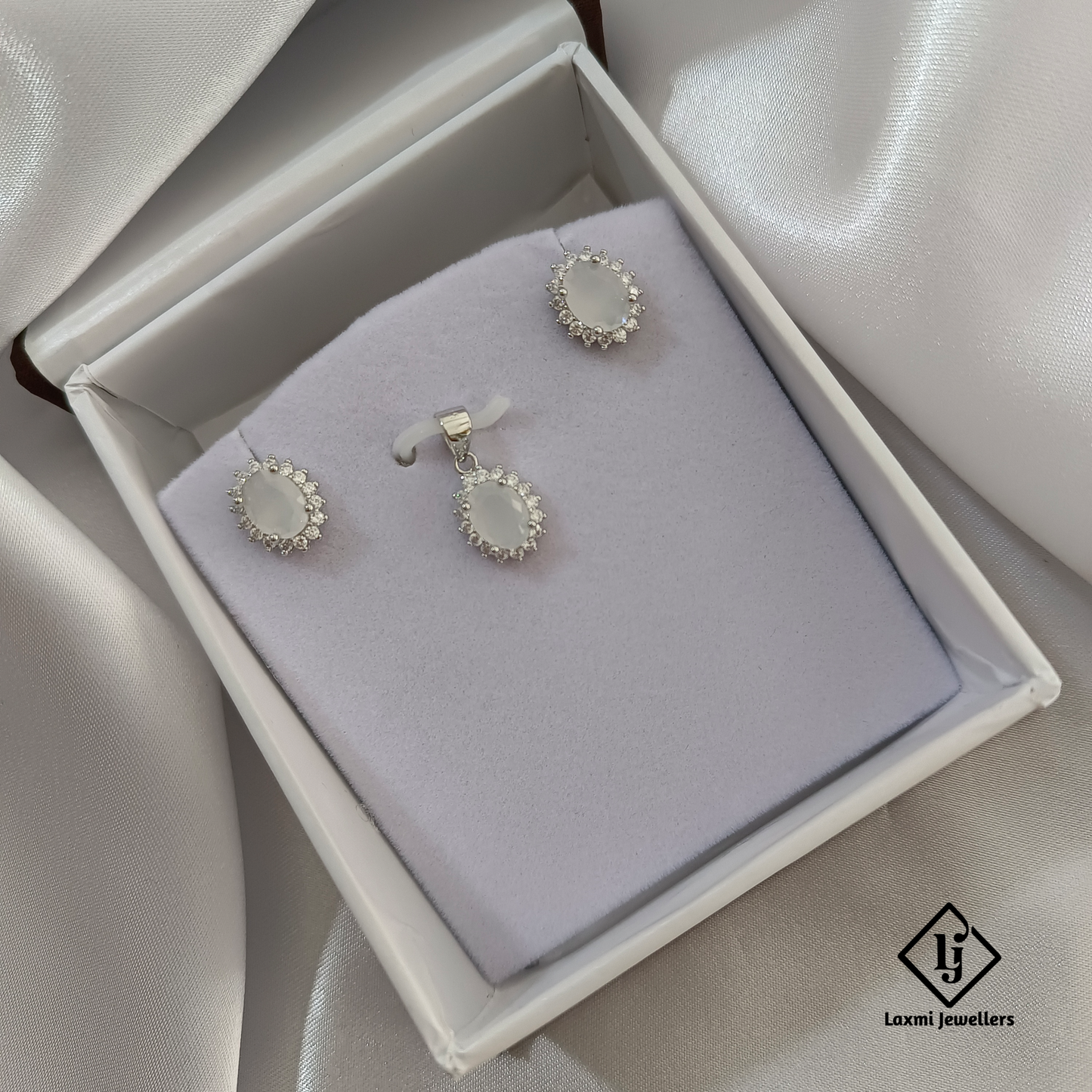 925 Sterling Silver Ruby, Green ,Pink, White Pendant & Earrings Set | Elegant Red Stone Jewelry for Women