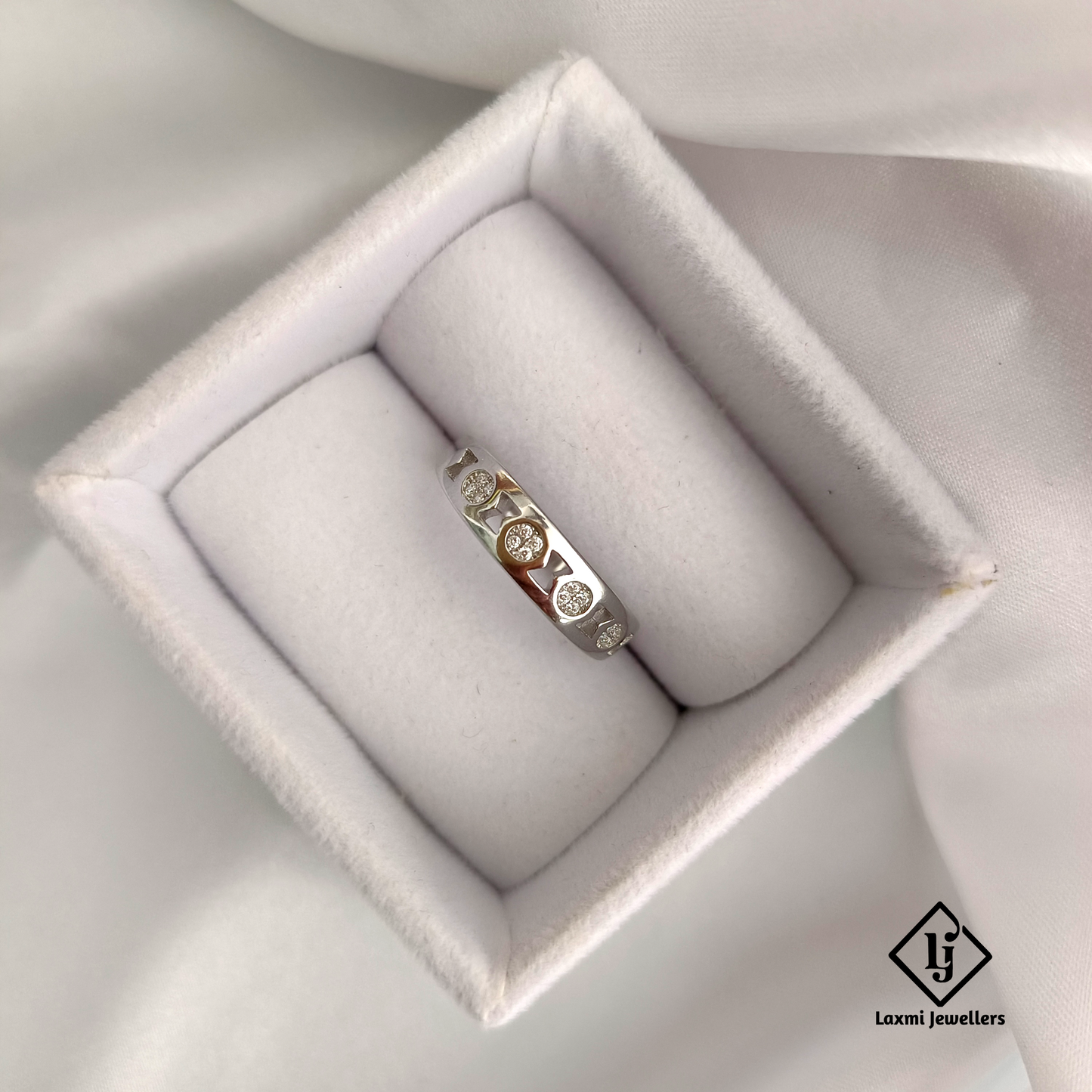 Men's Silver CZ Band Ring | Modern Geometric Design | Laxmi Jewellers