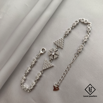 925 Silver Zircon Bracelet for Women – Elegant Adjustable Chain Bracelet