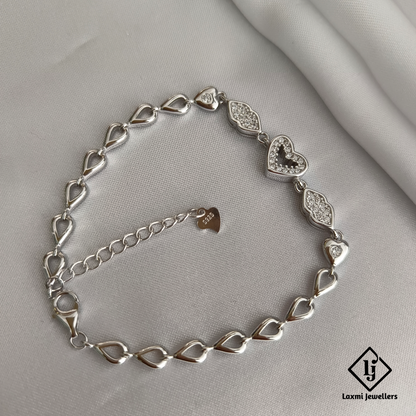 925 Silver Heart Bracelet for Women – Elegant Zircon Love Chain Bracelet
