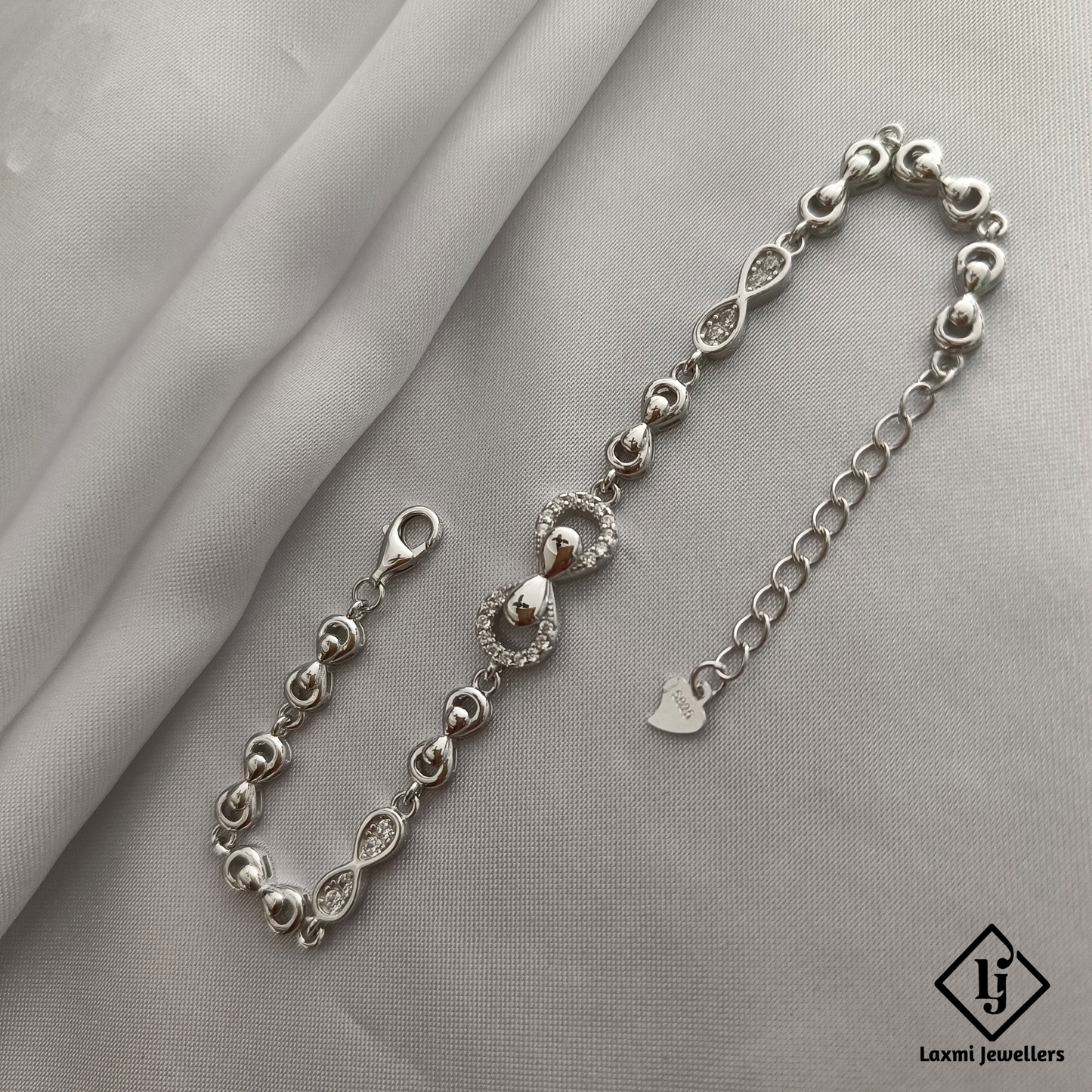 925 Silver Infinity Bracelet for Women – Elegant Zircon Adjustable Chain