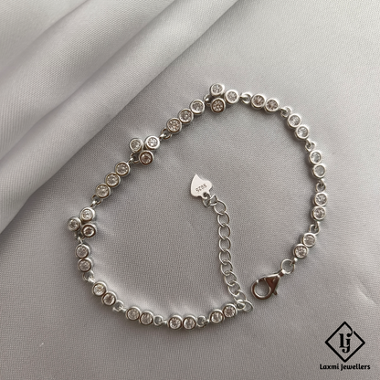 925 Sterling Silver CZ Tennis Bracelet – Elegant Adjustable Bracelet for Women