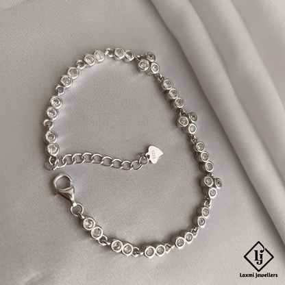 925 Sterling Silver CZ Tennis Bracelet – Elegant Adjustable Bracelet for Women