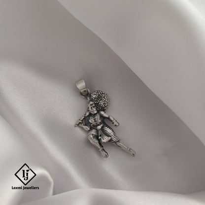 925 Sterling Silver Hanuman Carrying Sanjeevani Pendant | Divine Spiritual Locket