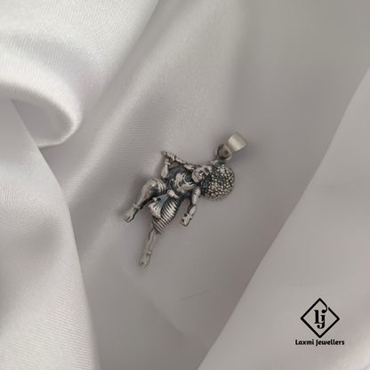 925 Sterling Silver Hanuman Carrying Sanjeevani Pendant | Divine Spiritual Locket