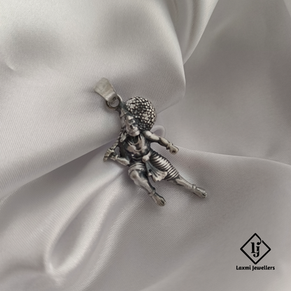 925 Sterling Silver Hanuman Carrying Sanjeevani Pendant | Divine Spiritual Locket