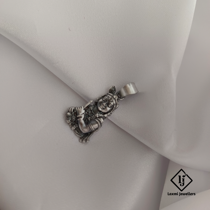 Oxidised 925 Sterling Silver Krishna Pendant | Divine Flute Krishna Locket for Men & Women