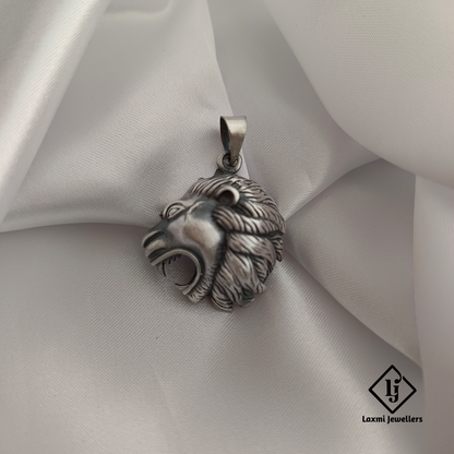 Oxidised 925 Sterling Silver Lion Head Pendant for Men & Women – Bold & Stylish Design