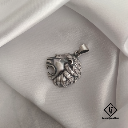 Oxidised 925 Sterling Silver Lion Head Pendant for Men & Women – Bold & Stylish Design