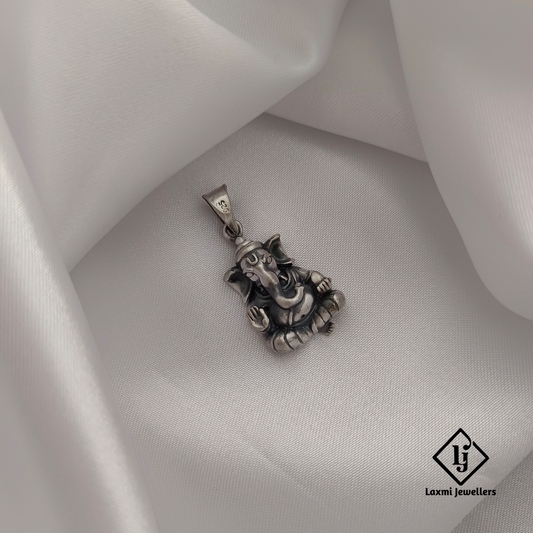 925 Sterling Silver Oxidised Ganesh Pendant | Handcrafted Lord Ganesha Locket for Men & Women