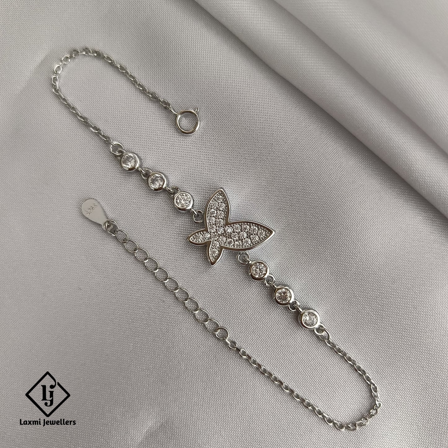 Ladies 925 Sterling Silver Butterfly Bracelet