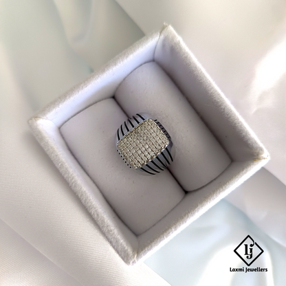 925 Sterling Silver Men's Statement Ring with CZ Stones – Bold Luxury Design