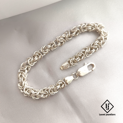 925 Sterling Silver Byzantine Chain Bracelet for Men – Heavy & Stylish | Laxmi Jewellers