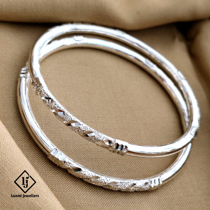 925 Sterling Silver Textured Bangles - Elegant Design, Traditional Charm