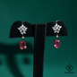 925 Silver Red Stone Designer Drop Earrings for Women | CZ Studded Party Wear Earrings