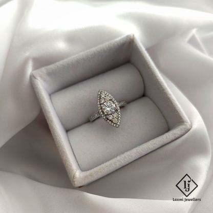 925 Sterling Silver Marquise Cut CZ Ring for Women – Elegant Engagement Style