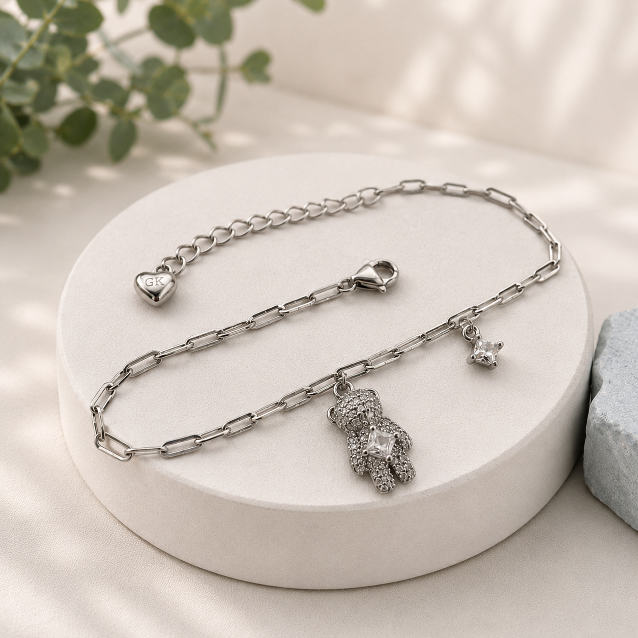 925 Sterling Silver Teddy Charm Bracelet for Women | Cute Designer Ladies Bracelet