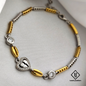 925 Silver Heart Bracelet with Gold Accents & CZ Stones | Stylish Couple Jewelry