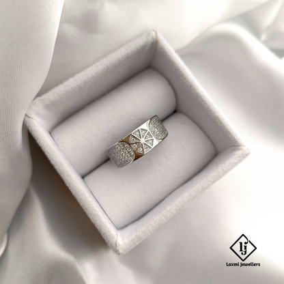 925 Sterling Silver Geometric CZ Men’s Ring – Elegant Party Wear Band