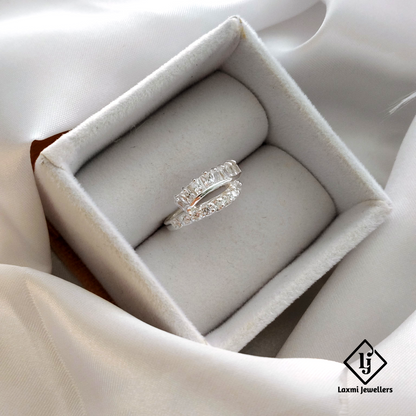 925 Silver Double Layer Zircon Ring for Women | Elegant Statement Band