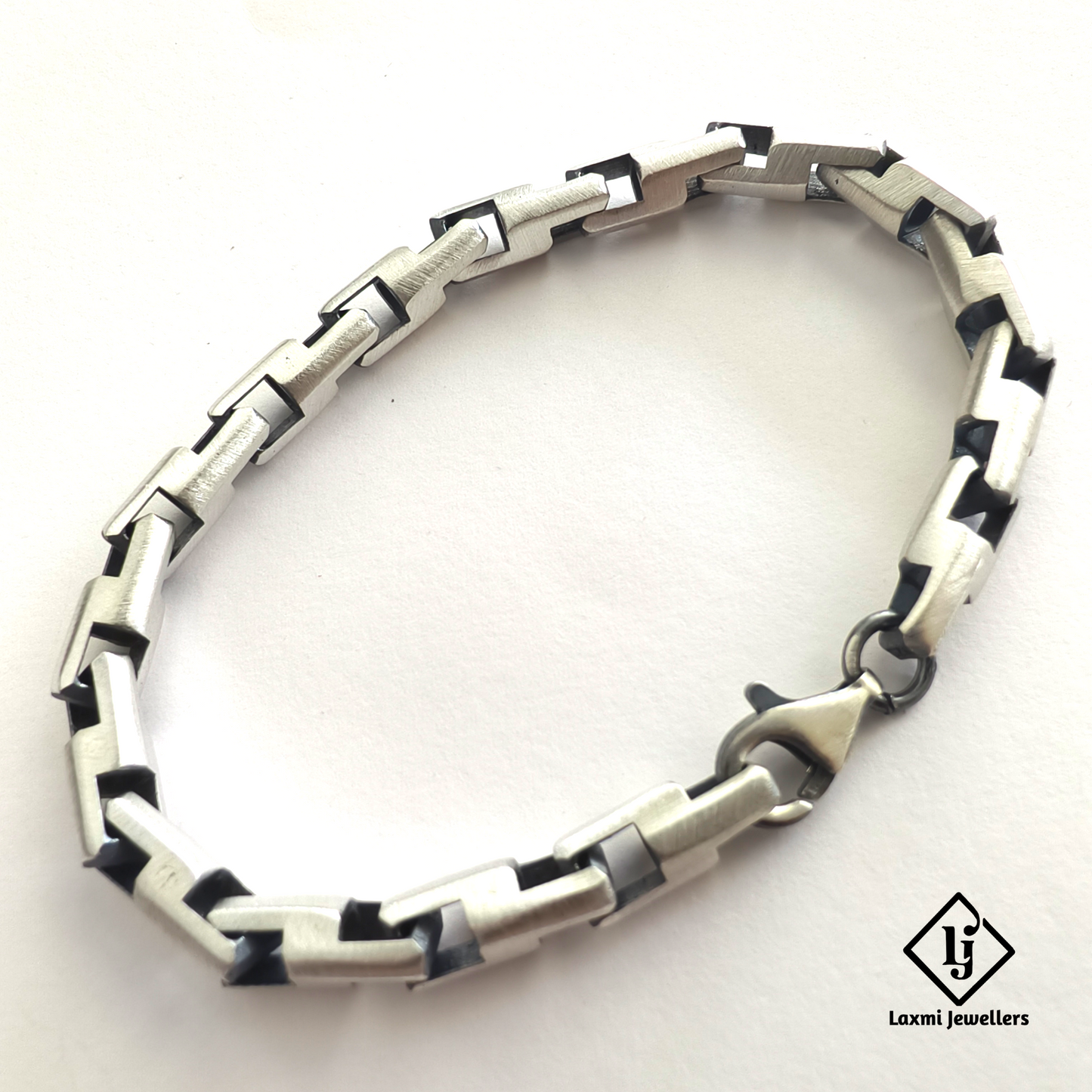 925 Sterling Silver Black Designer Bracelet for Men | Stylish Gents Silver Bracelet