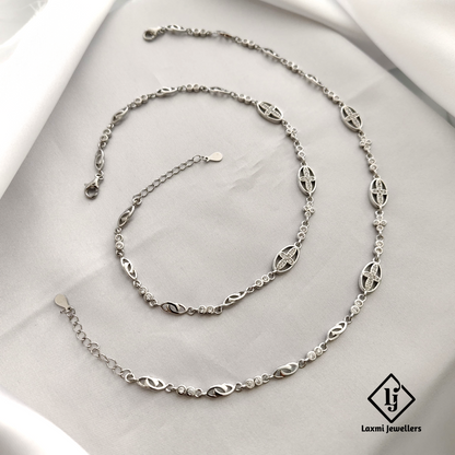 Elegant 925 Sterling Silver Designer Anklet Set – Premium Chain with Intricate Detailing – Adjustable for Perfect Fit