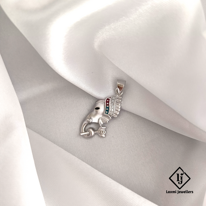 925 Sterling Silver Ganesh Head Pendant – Elegant Lord Ganesha Design with Enamel Accents