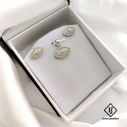 925 Sterling Silver Marquise CZ Pendant Set for Women – Elegant Daily Wear Jewelry