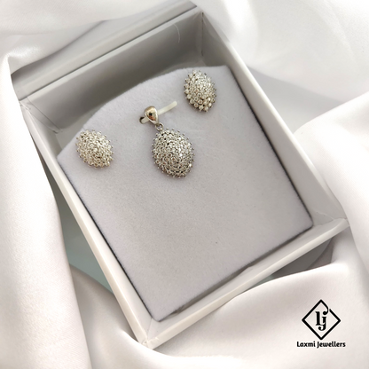 925 Silver Oval CZ Pendant Set for Women – Elegant Daily Wear Jewelry by Laxmi Jewellers