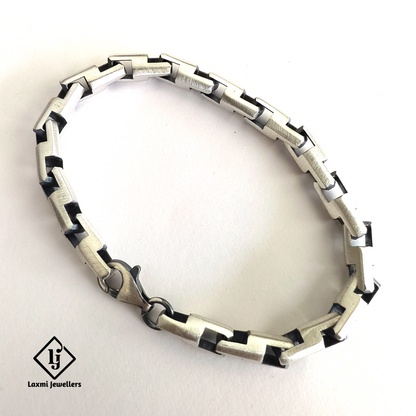925 Sterling Silver Black Designer Bracelet for Men | Stylish Gents Silver Bracelet