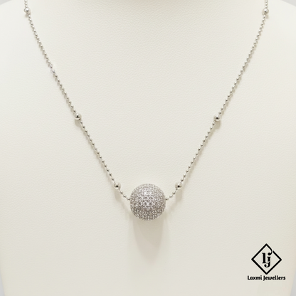 925 Sterling Silver Ball Necklace | Minimal Diamond Cut Silver Jewellery