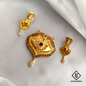 Antique Gold-Plated Pendant Set with Red Stone and Earrings – Traditional Ethnic Jewellery for Women