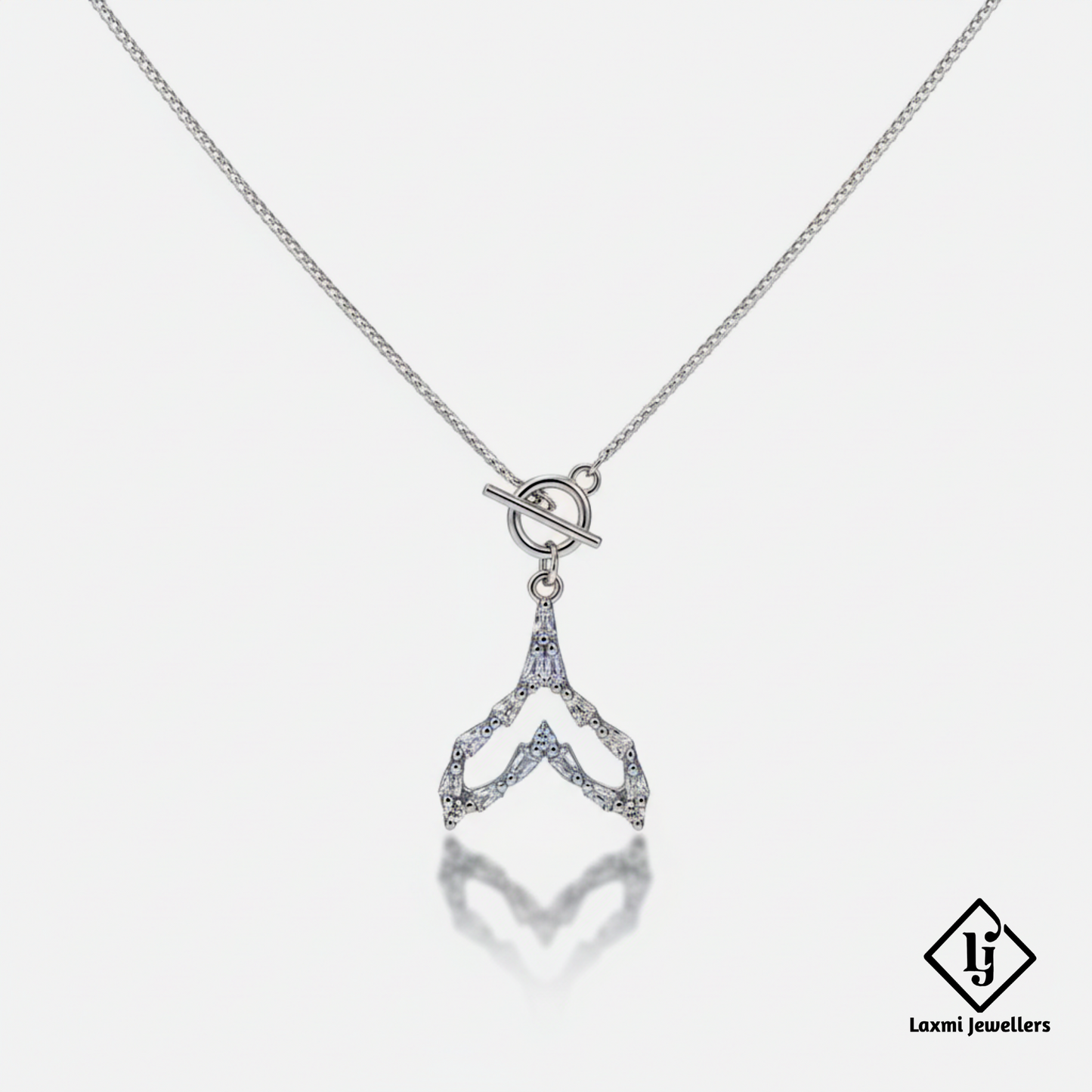 925 Sterling Silver Geometric Diamond Pendant Necklace for Women | CZ Stone Stylish Daily Wear Necklace