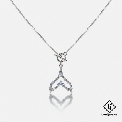 925 Sterling Silver Geometric Diamond Pendant Necklace for Women | CZ Stone Stylish Daily Wear Necklace