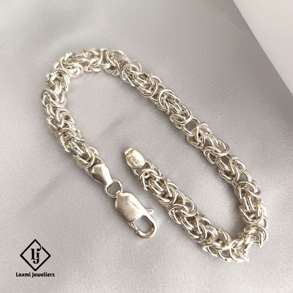 925 Sterling Silver Byzantine Chain Bracelet for Men – Heavy & Stylish | Laxmi Jewellers