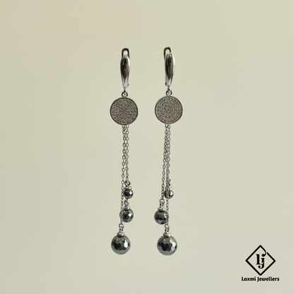 925 Sterling Silver Bali Style Chain Drop Earrings | Oxidised Silver Designer Earrings for Women