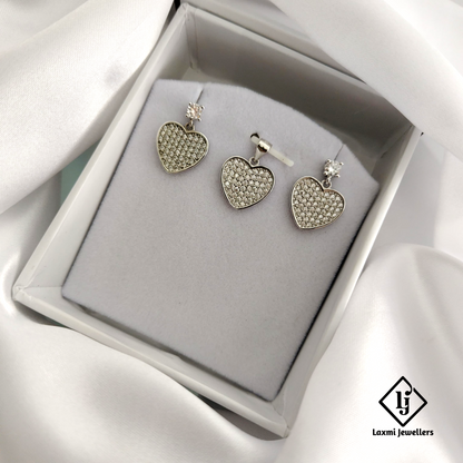 925 Sterling Silver Heart Pendant Set for Women | CZ Studded Love Jewelry by Laxmi Jewellers