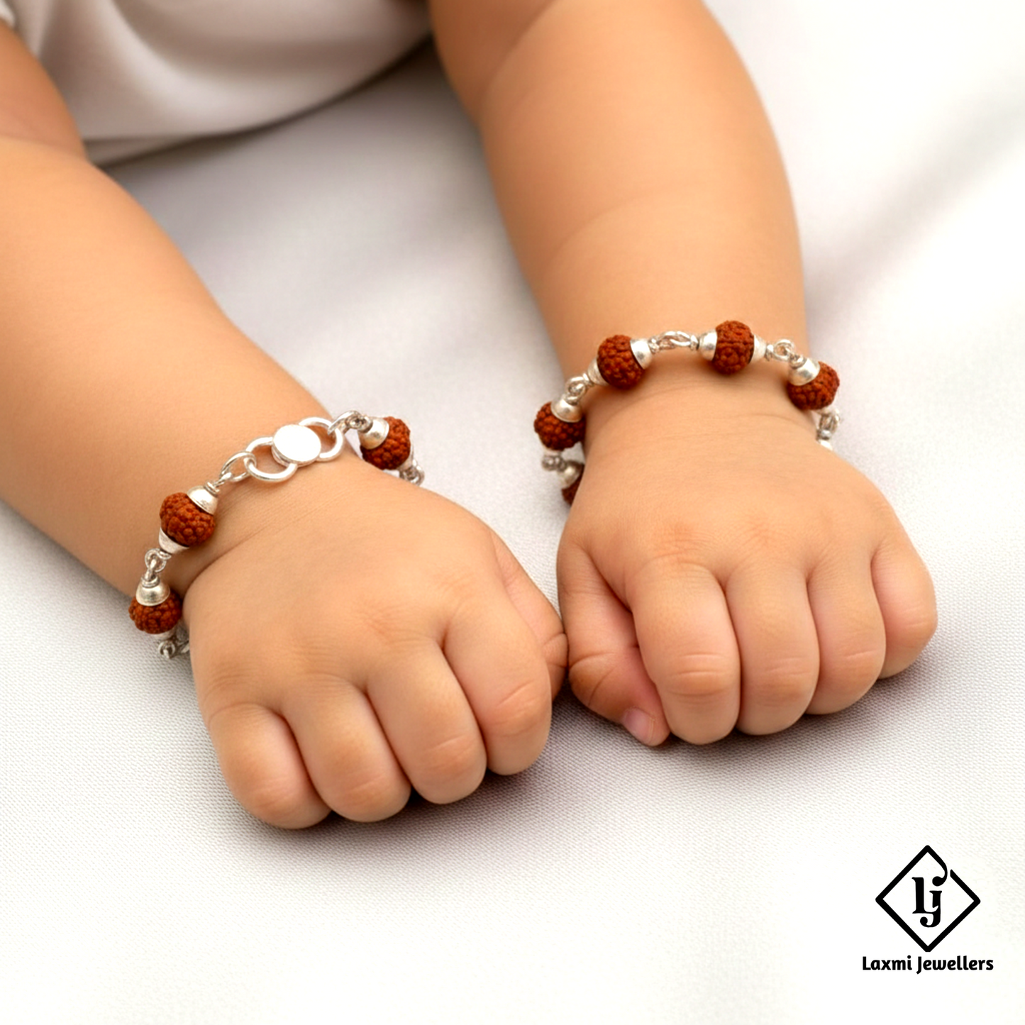 925 Sterling Silver Rudraksha Baby Nazariya | Spiritual Protection Bracelet for Kids