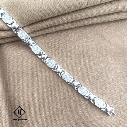 925 Silver CZ Studded Men’s Bracelet – Designer Statement Jewelry by Laxmi Jewellers