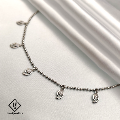 Elegant Silver Beaded Bracelet with Leaf Charms – Laxmi Jewellers