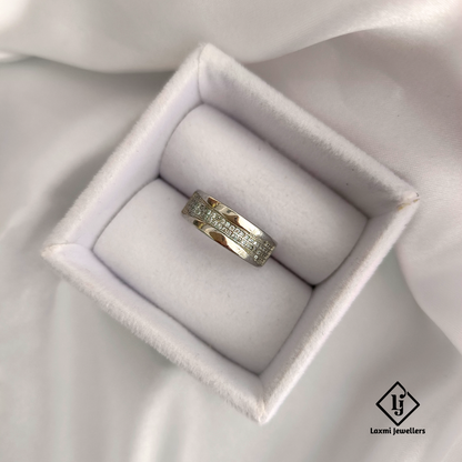 Men’s Silver CZ Band Ring with Double Row Stone Setting – Laxmi Jewellers